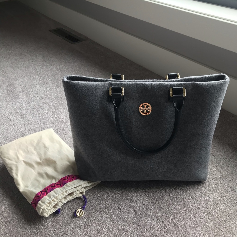 Tory Burch Grey Wool Tote